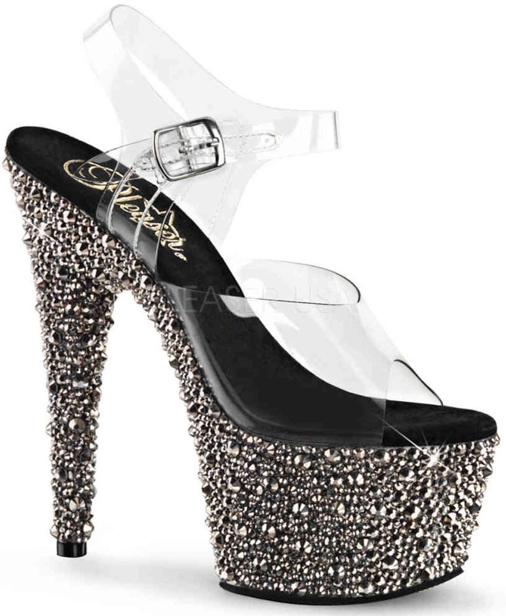 EU 36 = US 6 | BEJEWELED-708MS | 7 Heel, 2 3/4 PF Ankle Strap Sandal w/Multi Sized RS